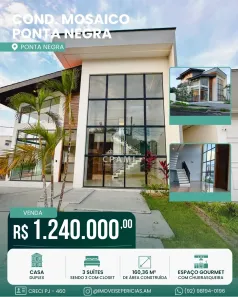 Casa de Condomínio com 3 Quartos à venda, 160m² no Ponta Negra, Manaus