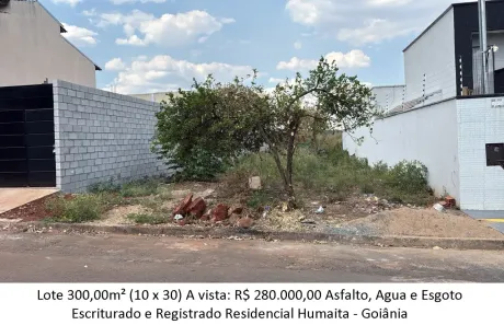 Lote/Terreno à venda, 300m² no Residencial Humaitá, Goiânia