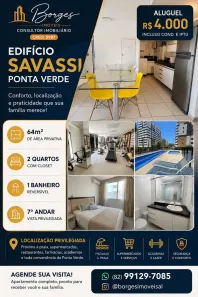 Apartamento com 2 Quartos para alugar, 64m² no Ponta Verde, Maceió