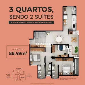 Apartamento com 3 Quartos à venda, 86m² no Santa Mônica, Uberlândia