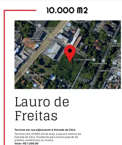 Lote/Terreno à venda, 10000m² no Pitangueiras, Lauro de Freitas