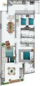 Apartamento com 2 Quartos à venda, 93m² no Guilhermina, Praia Grande