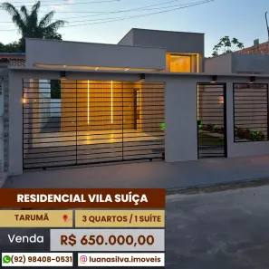 Casa de Condomínio com 3 Quartos à venda, 200m² no Tarumã, Manaus