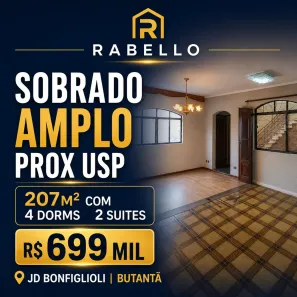 Sobrado com 4 Quartos à venda, 207m² no Jardim Pinheiros, São Paulo