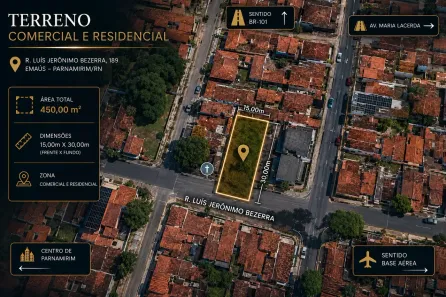 Lote/Terreno à venda, 450m² no Emaús, Parnamirim