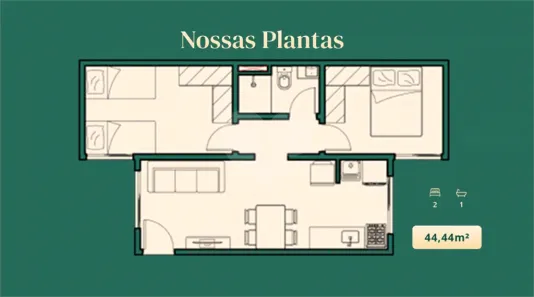 Apartamento com 2 Quartos à venda, 44m² no Parque São Domingos, São Paulo