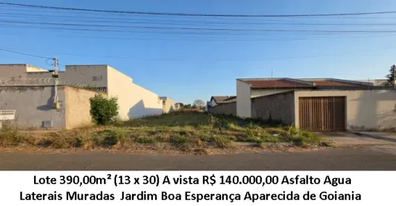 Lote/Terreno à venda, 390m² no Jardim Boa Esperança, Aparecida de Goiânia
