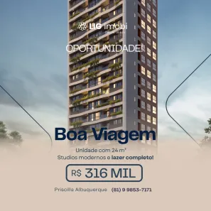 Apartamento com 1 Quarto à venda, 24m² no Boa Viagem, Recife