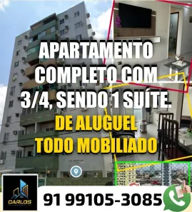 Apartamento com 3 Quartos para alugar, 85m² no Pedreira, Belém
