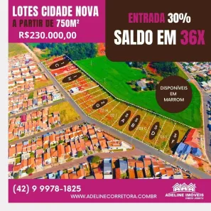 Lote/Terreno à venda, 750m² no AFCB - Cidade Nova, Carambeí