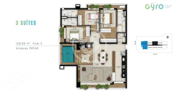 Apartamento com 3 Quartos à venda, 129m² no Setor Marista, Goiânia