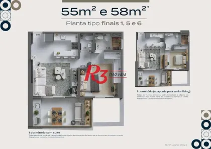 Apartamento com 1 Quarto à venda, 58m² no Ponta da Praia, Santos