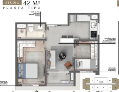 Apartamento com 2 Quartos à venda, 43m² no Campo Belo, São Paulo