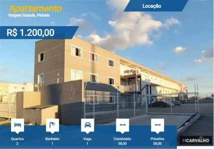 Apartamento com 2 Quartos para alugar, 58m² no Vargem Grande, Pinhais