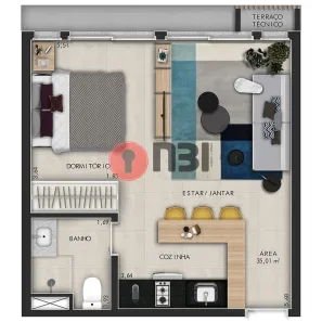 Apartamento com 1 Quarto à venda, 35m² no Jardim Panorama, São José do Rio Preto