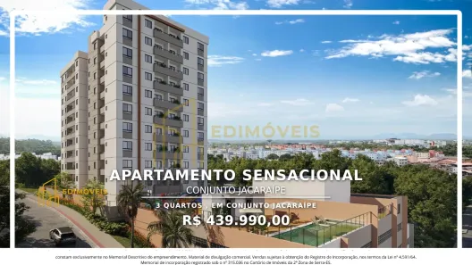 Apartamento com 3 Quartos à venda, 92m² no Conjunto Jacaraípe, Serra