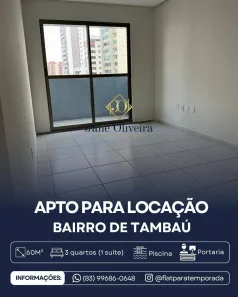 Apartamento com 3 Quartos para alugar, 70m² no Tambaú, João Pessoa