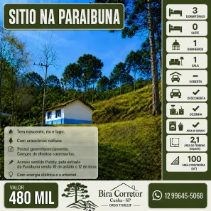 Fazenda/Sítio com 3 Quartos à venda, 100m² no , Cunha