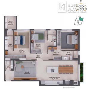 Apartamento com 3 Quartos à venda, 108m² no Pedra Branca, Palhoça