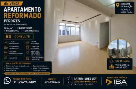 Apartamento com 2 Quartos à venda, 79m² no Água Branca, São Paulo