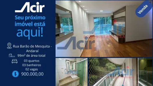 Apartamento com 3 Quartos à venda, 98m² no Andaraí, Rio de Janeiro