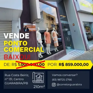 Ponto Comercial à venda, 210m² no Centro, Guarabira