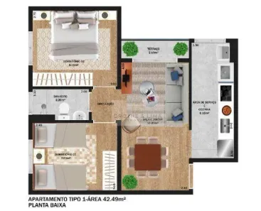 Apartamento com 2 Quartos à venda, 43m² no Jardim Jacinto, Jacareí