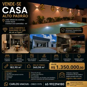 Casa de Condomínio com 3 Quartos à venda, 182m² no , Chapada dos Guimarães
