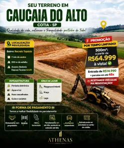 Lote/Terreno à venda, 500m² no Jardim São Luiz (Caucaia do Alto), Cotia