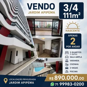 Apartamento com 3 Quartos à venda, 111m² no Ondina, Salvador