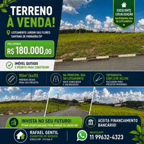 Lote/Terreno à venda, 150m² no Loteamento Jardim das Flores, Santana de Parnaíba