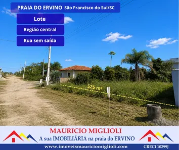 Lote/Terreno à venda, 525m² no Praia do Ervino, São Francisco do Sul
