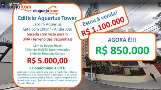 Apartamento com 3 Quartos para alugar, 100m² no Parque Residencial Aquarius, São José dos Campos