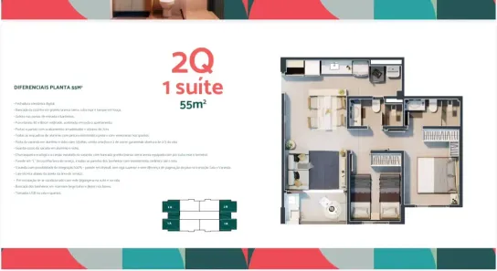 Apartamento com 2 Quartos à venda, 55m² no Vila Rosa, Goiânia
