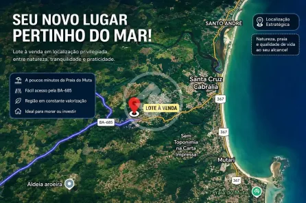 Lote/Terreno à venda, 200m² no , Santa Cruz Cabrália