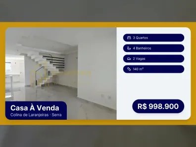 Casa com 3 Quartos à venda, 140m² no Colina de Laranjeiras, Serra