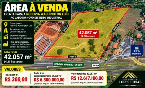Lote/Terreno à venda, 42057m² no Distrito Industrial Waldemar de Oliveira Verdi, São José do Rio Preto