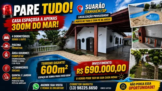 Casa com 4 Quartos à venda, 200m² no Suarão, Itanhaém