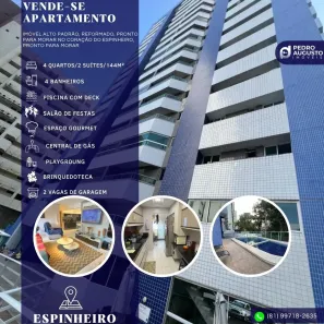 Apartamento com 4 Quartos à venda, 144m² no Espinheiro, Recife