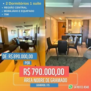 Apartamento com 2 Quartos à venda, 75m² no Floresta, Gramado