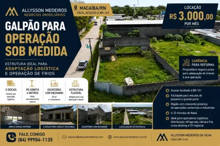 Galpão/Depósito/Armazém para alugar, 340m² no , Macaíba
