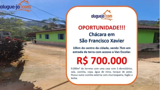Fazenda/Sítio com 3 Quartos à venda, 120m² no São Francisco Xavier, São José dos Campos