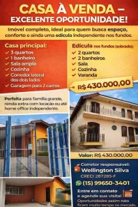 Casa com 3 Quartos à venda, 260m² no Jardim Brasilândia, Sorocaba