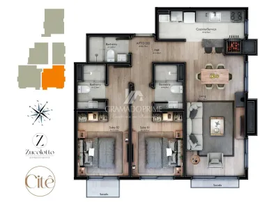Apartamento com 2 Quartos à venda, 93m² no Carniel, Gramado