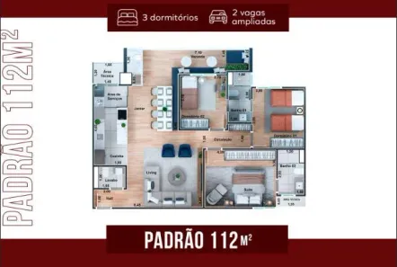 Apartamento com 3 Quartos à venda, 112m² no Vila Costa, Taubaté