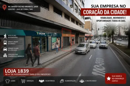 Ponto Comercial para alugar, 50m² no Centro, Juiz de Fora
