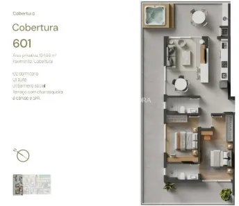 Cobertura com 2 Quartos à venda, 135m² no Coqueiros, Florianópolis
