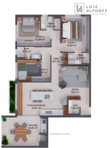 Apartamento com 3 Quartos à venda, 122m² no Pedra Branca, Palhoça
