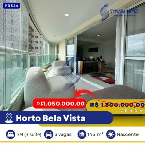 Apartamento com 3 Quartos à venda, 143m² no Horto Bela Vista, Salvador