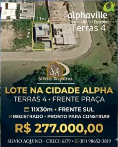 Lote/Terreno à venda, 275m² no Cidade Alpha, Eusébio